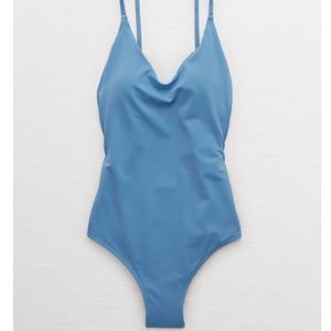 Blue one piece bathing suit